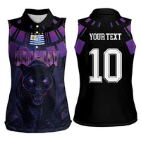 Custom Uruguay National Football Women Sleeveless Polo Shirt La Celeste South America Wildcat Neon Graphic