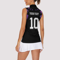 Custom Uruguay National Football Women Sleeveless Polo Shirt La Celeste South America Wildcat Neon Graphic