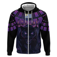 Custom Uruguay National Football Zip Hoodie La Celeste South America Wildcat Neon Graphic