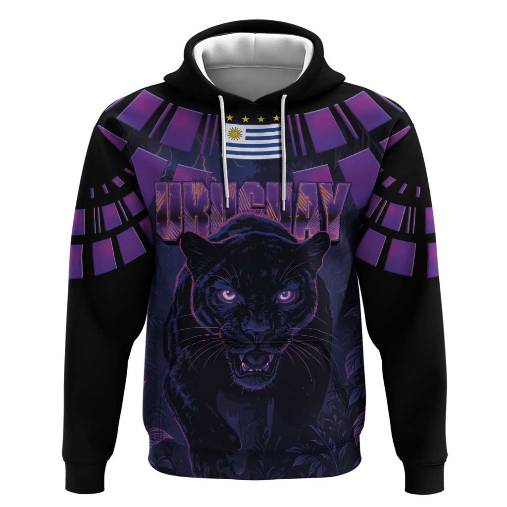 Custom Uruguay National Football Zip Hoodie La Celeste South America Wildcat Neon Graphic