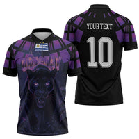 Custom Uruguay National Football Zipper Polo Shirt La Celeste South America Wildcat Neon Graphic
