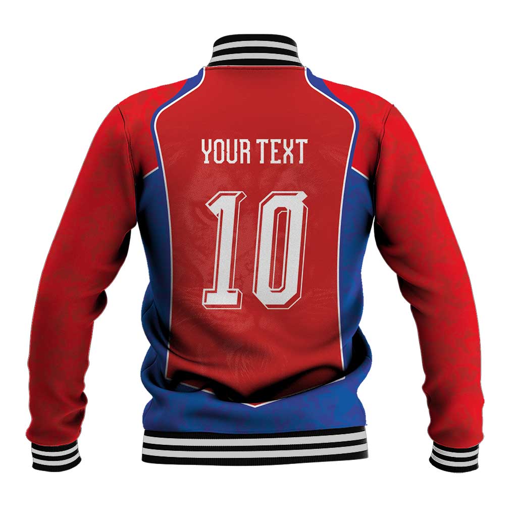 Custom Czechia National Football Baseball Jacket Halftone Lion Graphic T90 Style