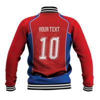 Custom Czechia National Football Baseball Jacket Halftone Lion Graphic T90 Style