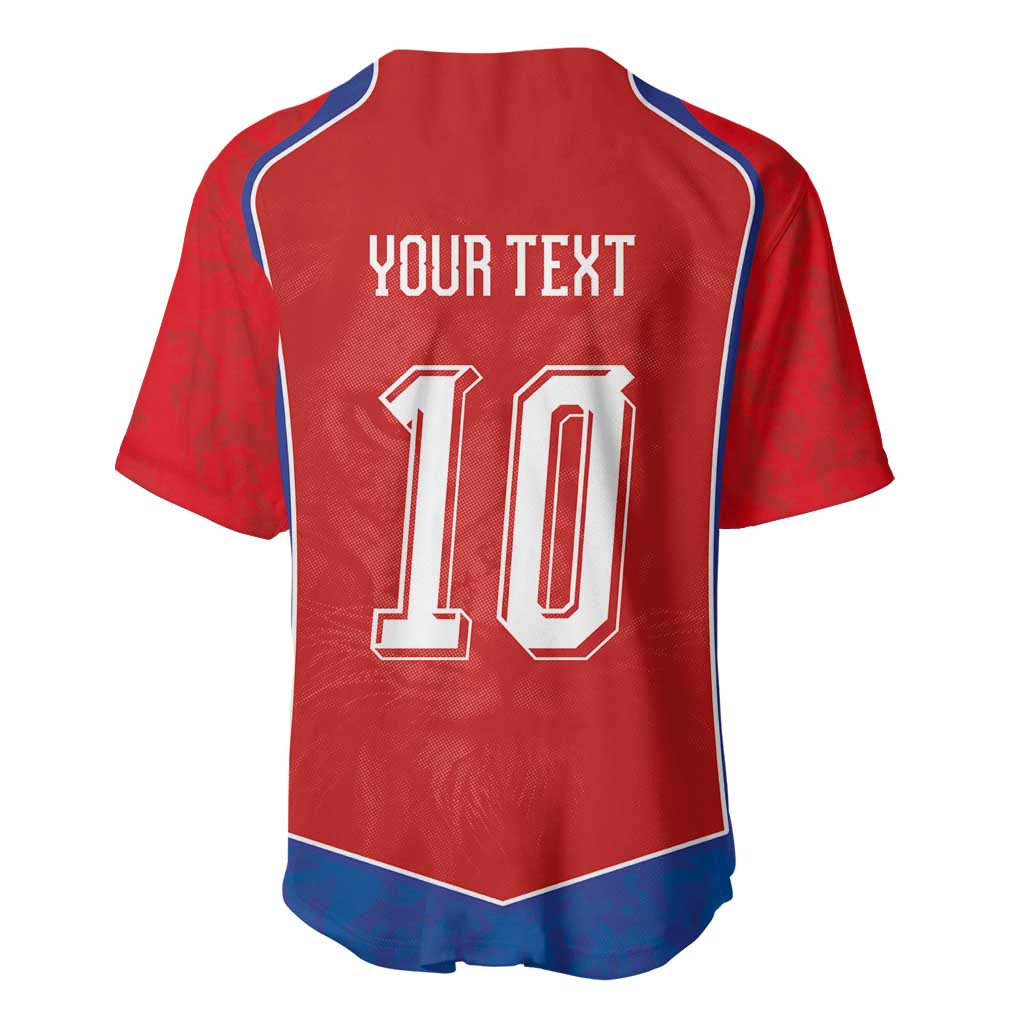 Custom Czechia National Football Baseball Jersey Halftone Lion Graphic T90 Style