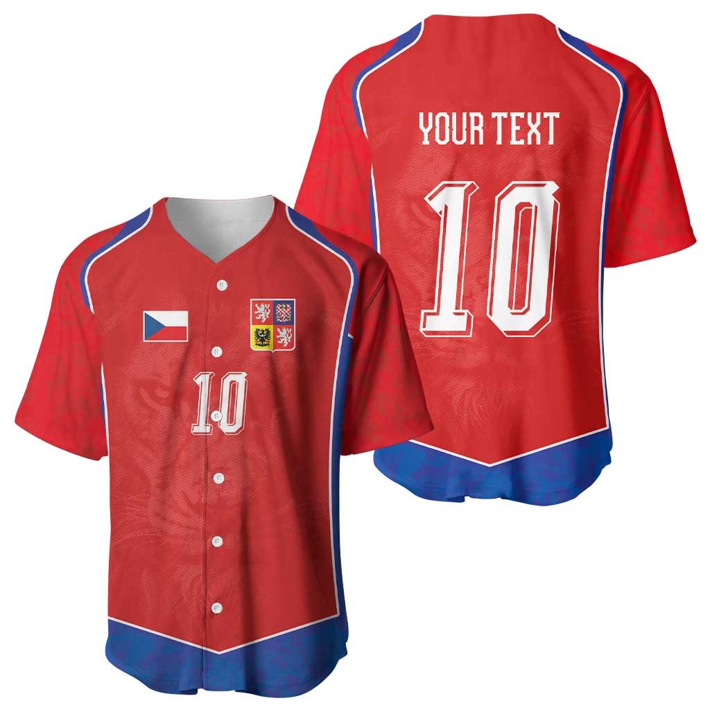 Custom Czechia National Football Baseball Jersey Halftone Lion Graphic T90 Style