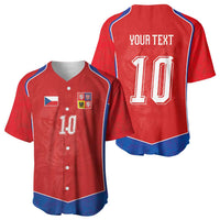 Custom Czechia National Football Baseball Jersey Halftone Lion Graphic T90 Style
