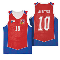 Custom Czechia National Football Basketball Jersey Halftone Lion Graphic T90 Style