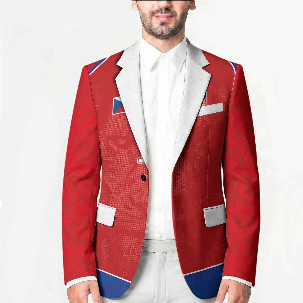 Custom Czechia National Football Blazer Halftone Lion Graphic T90 Style