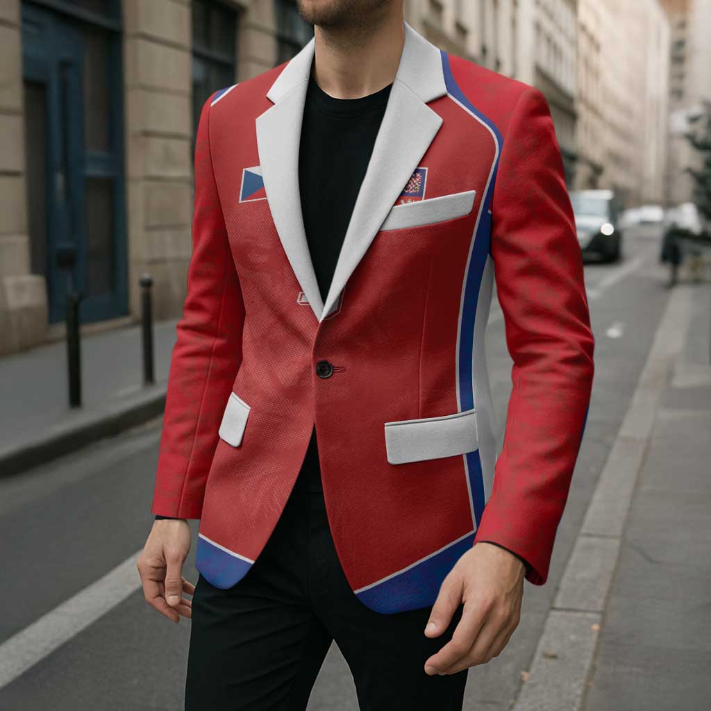 Custom Czechia National Football Blazer Halftone Lion Graphic T90 Style