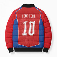 Custom Czechia National Football Bomber Puffer Jacket Halftone Lion Graphic T90 Style