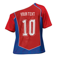 Custom Czechia National Football Cross Shoulder Shirt Halftone Lion Graphic T90 Style