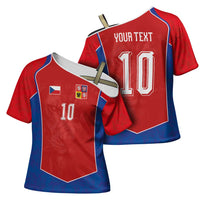 Custom Czechia National Football Cross Shoulder Shirt Halftone Lion Graphic T90 Style