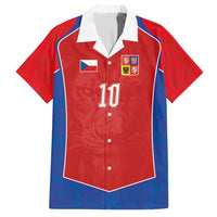 Custom Czechia National Football Hawaiian Shirt Halftone Lion Graphic T90 Style