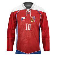 Custom Czechia National Football Hockey Jersey Halftone Lion Graphic T90 Style