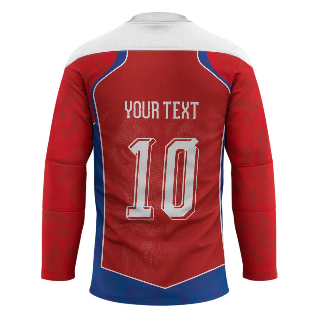 Custom Czechia National Football Hockey Jersey Halftone Lion Graphic T90 Style