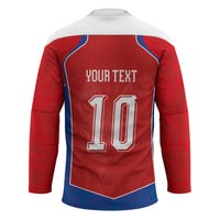 Custom Czechia National Football Hockey Jersey Halftone Lion Graphic T90 Style