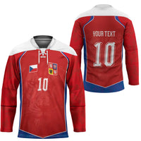 Custom Czechia National Football Hockey Jersey Halftone Lion Graphic T90 Style