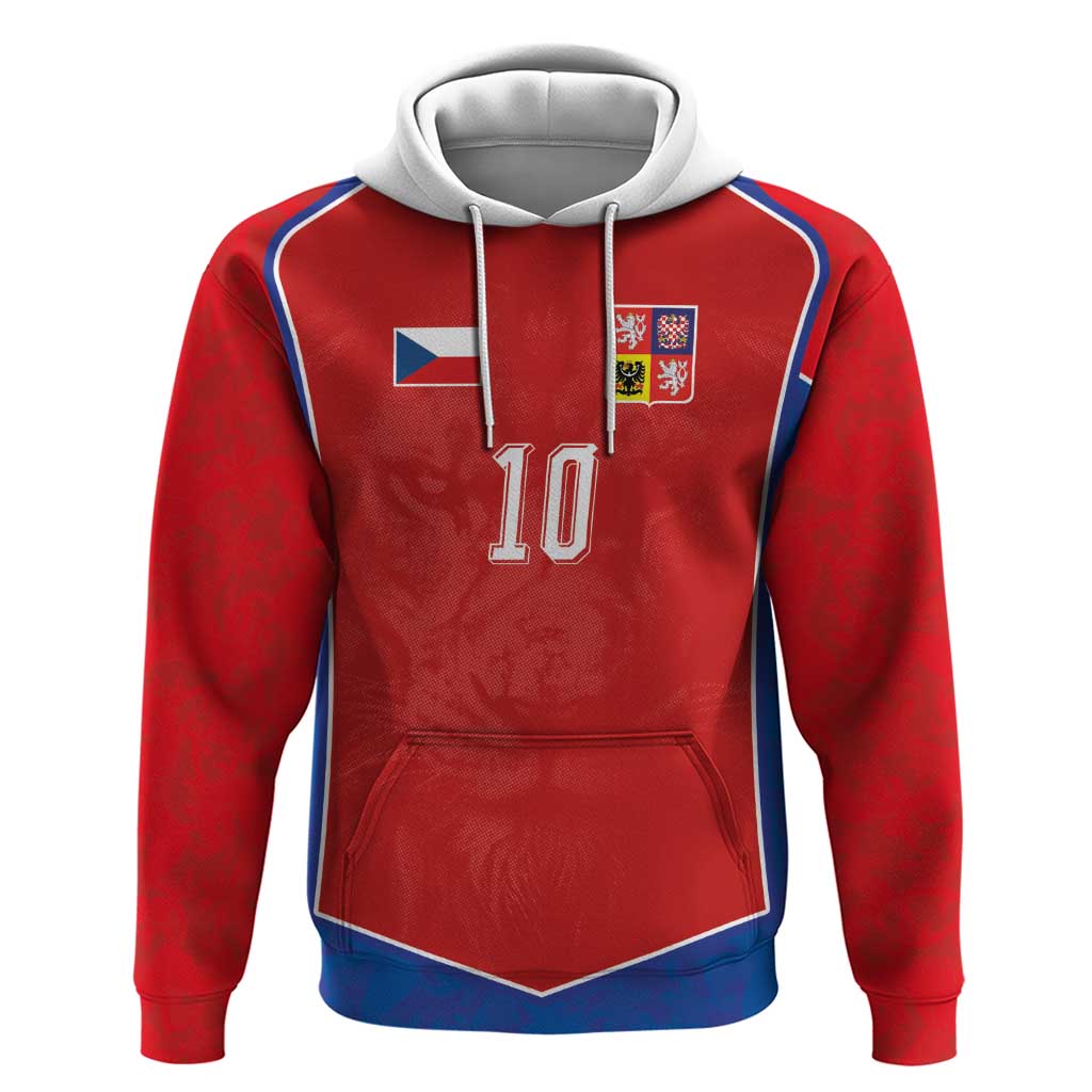 Custom Czechia National Football Hoodie Halftone Lion Graphic T90 Style