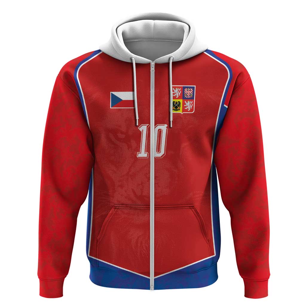 Custom Czechia National Football Hoodie Halftone Lion Graphic T90 Style