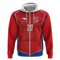Custom Czechia National Football Hoodie Halftone Lion Graphic T90 Style