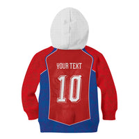Custom Czechia National Football Kid Hoodie Halftone Lion Graphic T90 Style