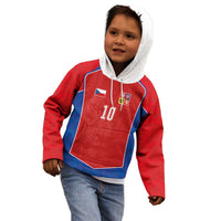 Custom Czechia National Football Kid Hoodie Halftone Lion Graphic T90 Style