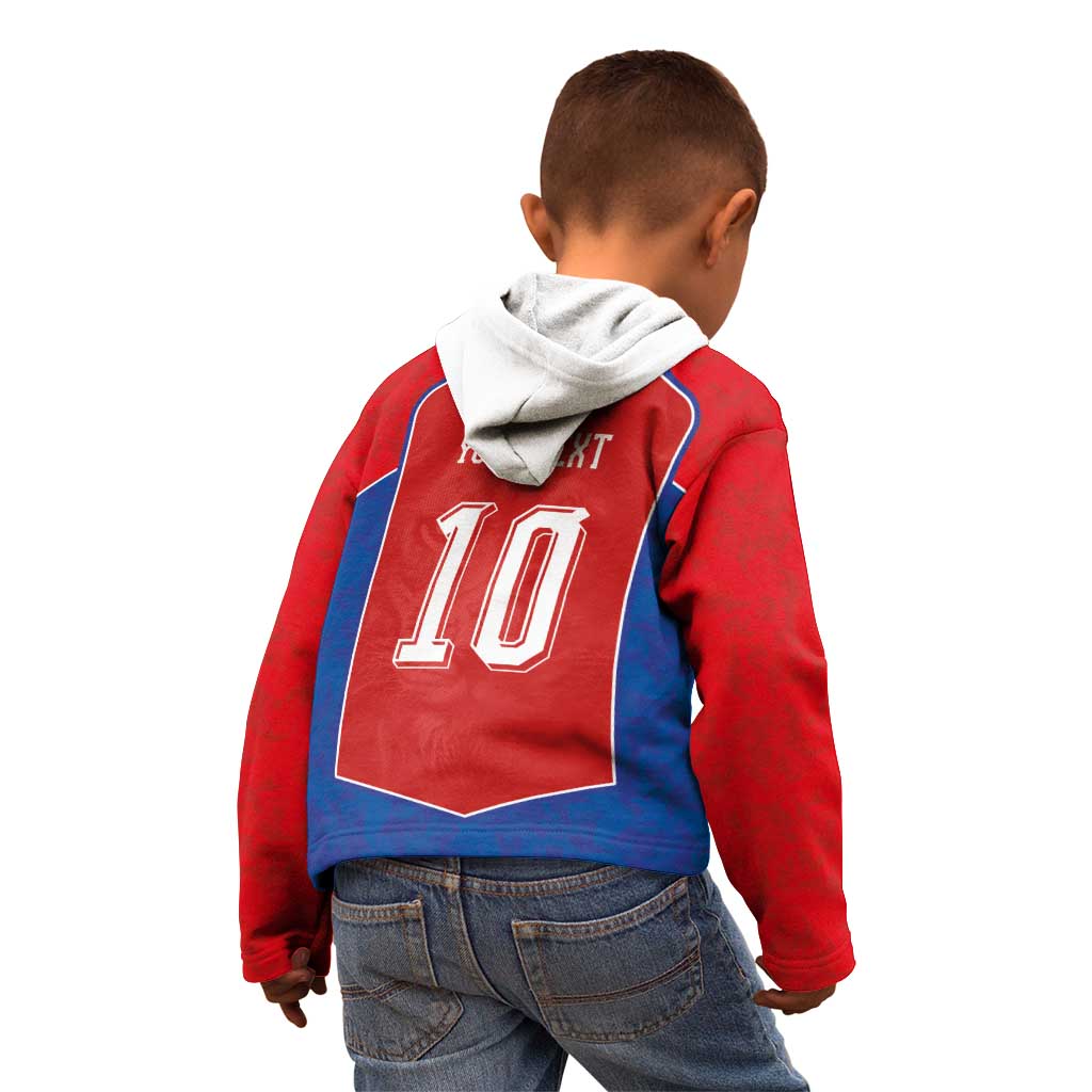 Custom Czechia National Football Kid Hoodie Halftone Lion Graphic T90 Style