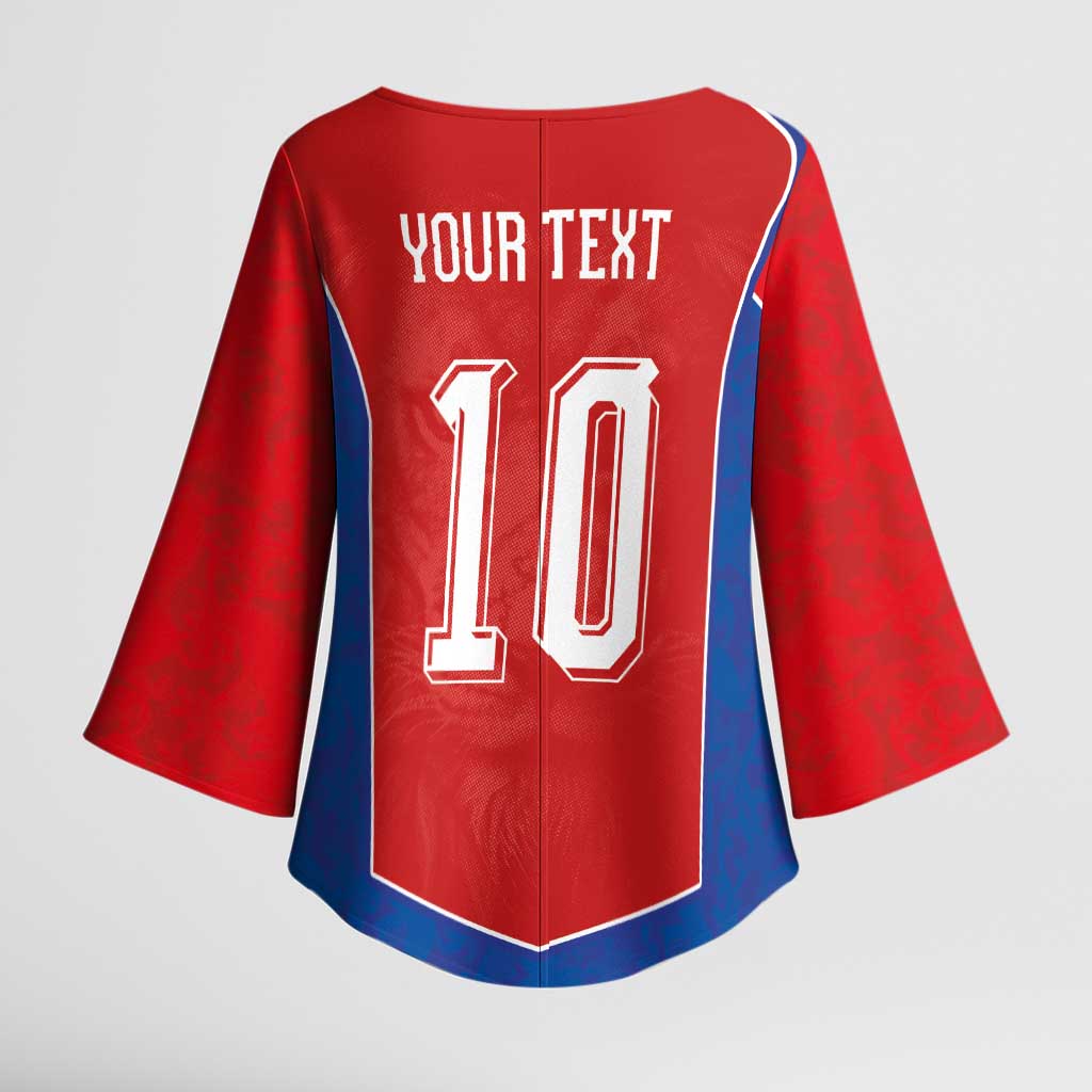 Custom Czechia National Football Kimono Sleeve Blouse Halftone Lion Graphic T90 Style