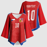 Custom Czechia National Football Kimono Sleeve Blouse Halftone Lion Graphic T90 Style