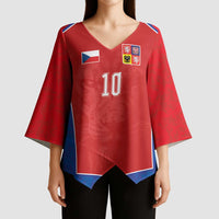 Custom Czechia National Football Kimono Sleeve Blouse Halftone Lion Graphic T90 Style