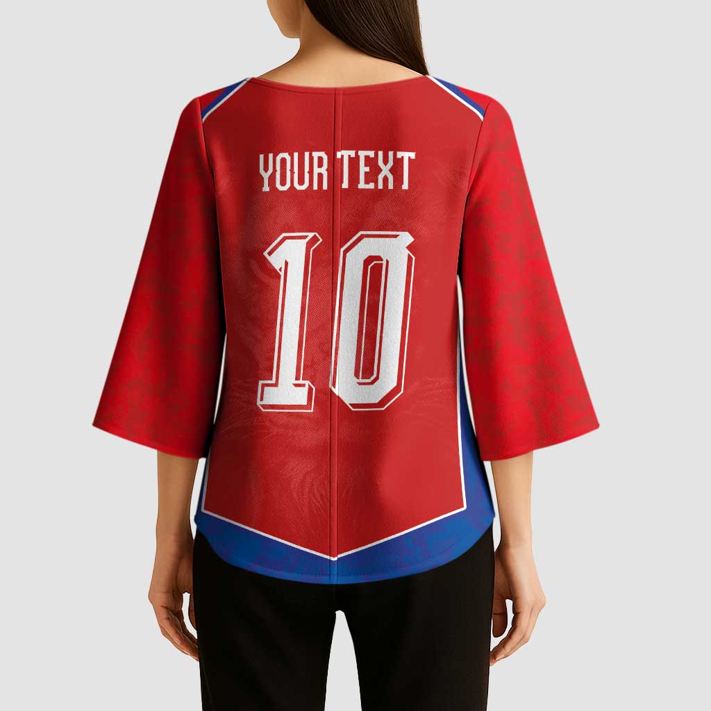 Custom Czechia National Football Kimono Sleeve Blouse Halftone Lion Graphic T90 Style