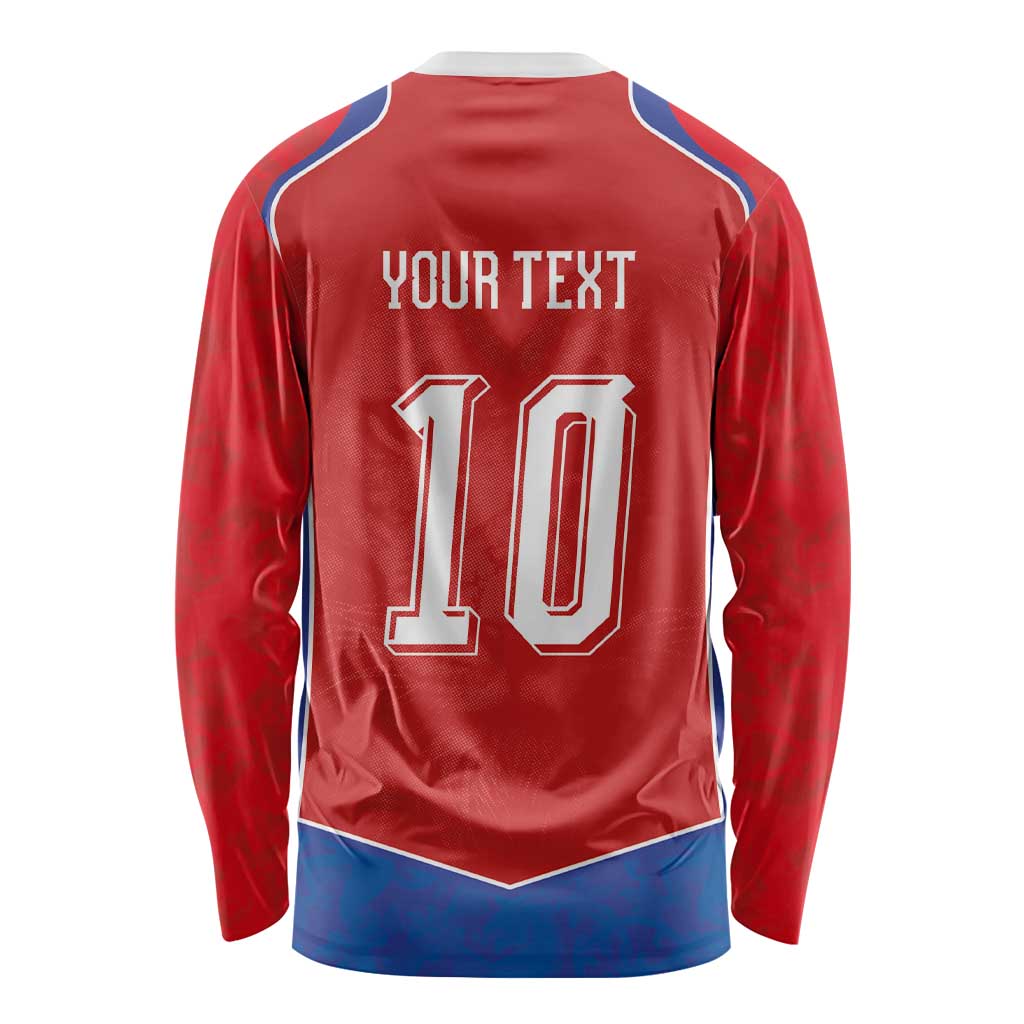 Custom Czechia National Football Long Sleeve Shirt Halftone Lion Graphic T90 Style