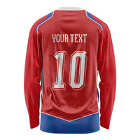 Custom Czechia National Football Long Sleeve Shirt Halftone Lion Graphic T90 Style