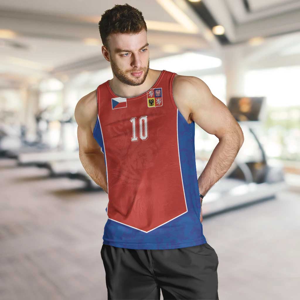 Custom Czechia National Football Men Tank Top Halftone Lion Graphic T90 Style