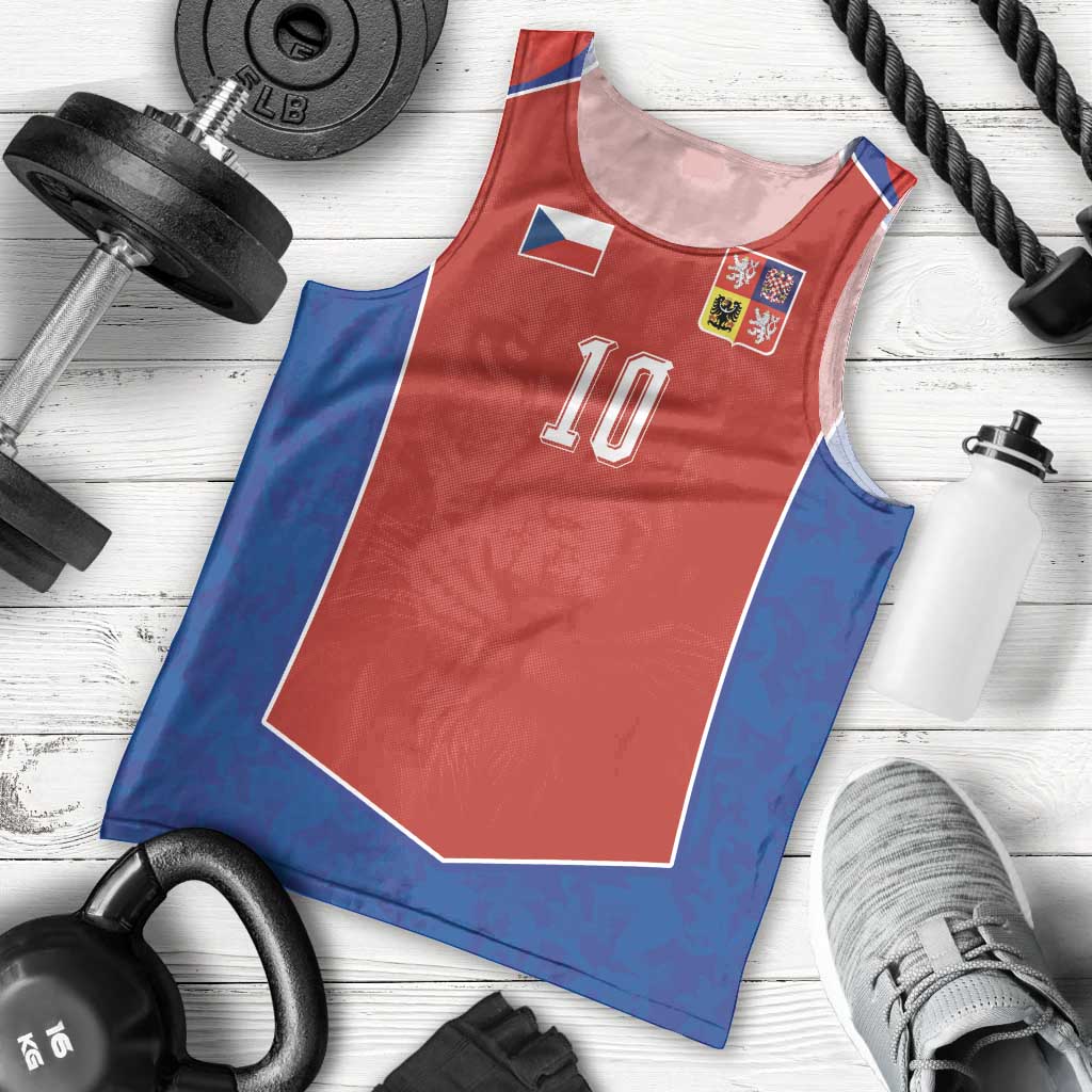 Custom Czechia National Football Men Tank Top Halftone Lion Graphic T90 Style