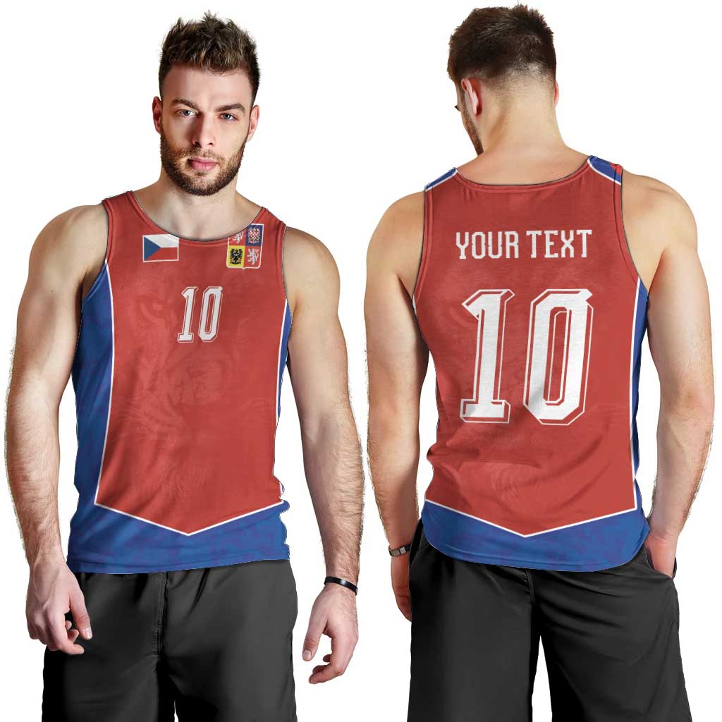 Custom Czechia National Football Men Tank Top Halftone Lion Graphic T90 Style