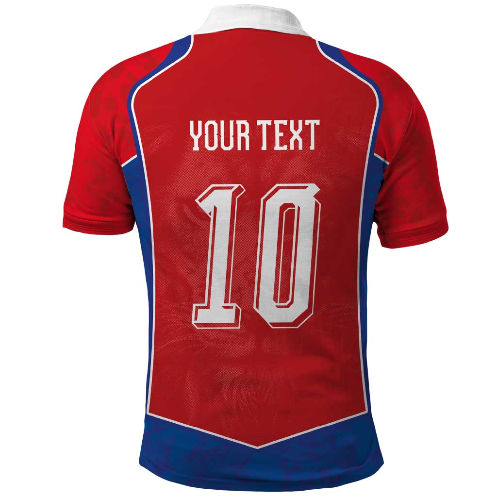 Custom Czechia National Football Polo Shirt Halftone Lion Graphic T90 Style