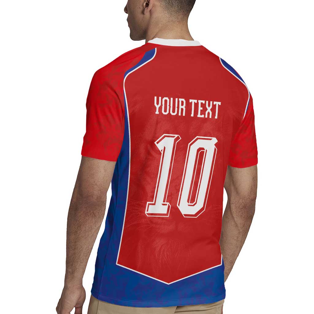 Custom Czechia National Football Rugby Jersey Halftone Lion Graphic T90 Style