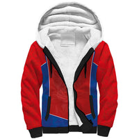 Custom Czechia National Football Sherpa Hoodie Halftone Lion Graphic T90 Style