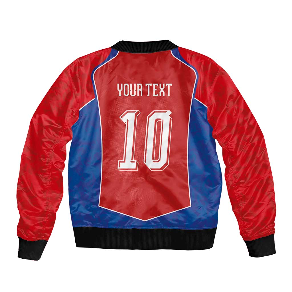 Custom Czechia National Football Sleeve Zip Bomber Jacket Halftone Lion Graphic T90 Style