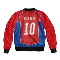 Custom Czechia National Football Sleeve Zip Bomber Jacket Halftone Lion Graphic T90 Style