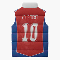 Custom Czechia National Football Sleeveless Puffer Jacket Halftone Lion Graphic T90 Style