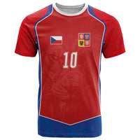 Custom Czechia National Football T Shirt Halftone Lion Graphic T90 Style