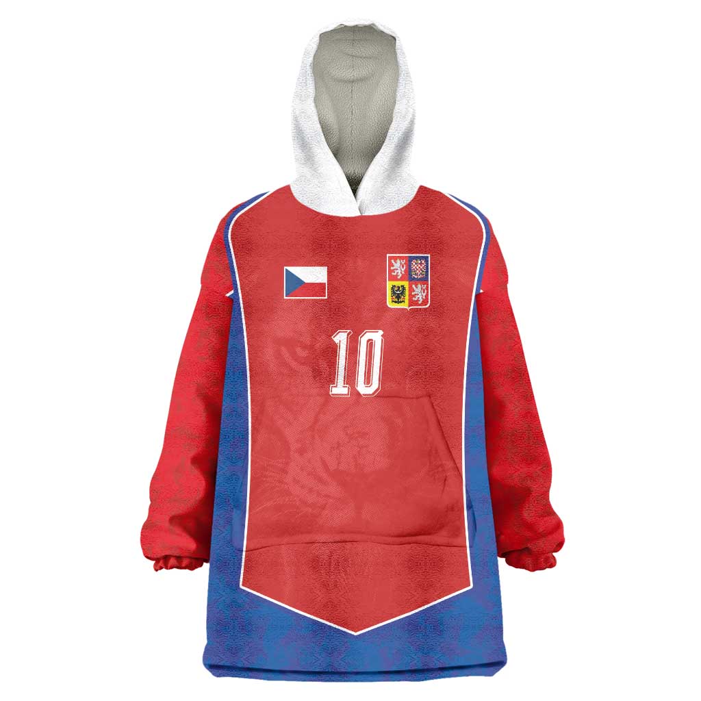 Custom Czechia National Football Wearable Blanket Hoodie Halftone Lion Graphic T90 Style