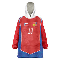 Custom Czechia National Football Wearable Blanket Hoodie Halftone Lion Graphic T90 Style