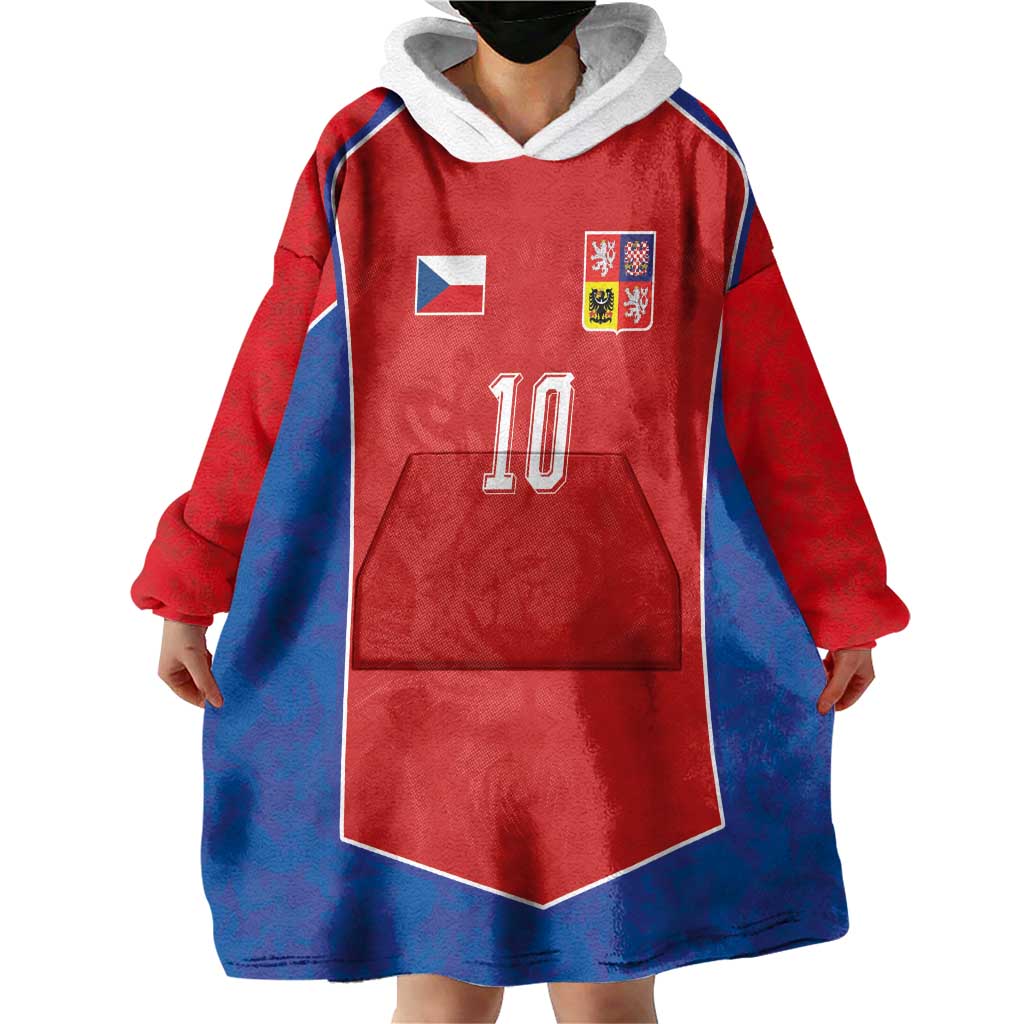 Custom Czechia National Football Wearable Blanket Hoodie Halftone Lion Graphic T90 Style
