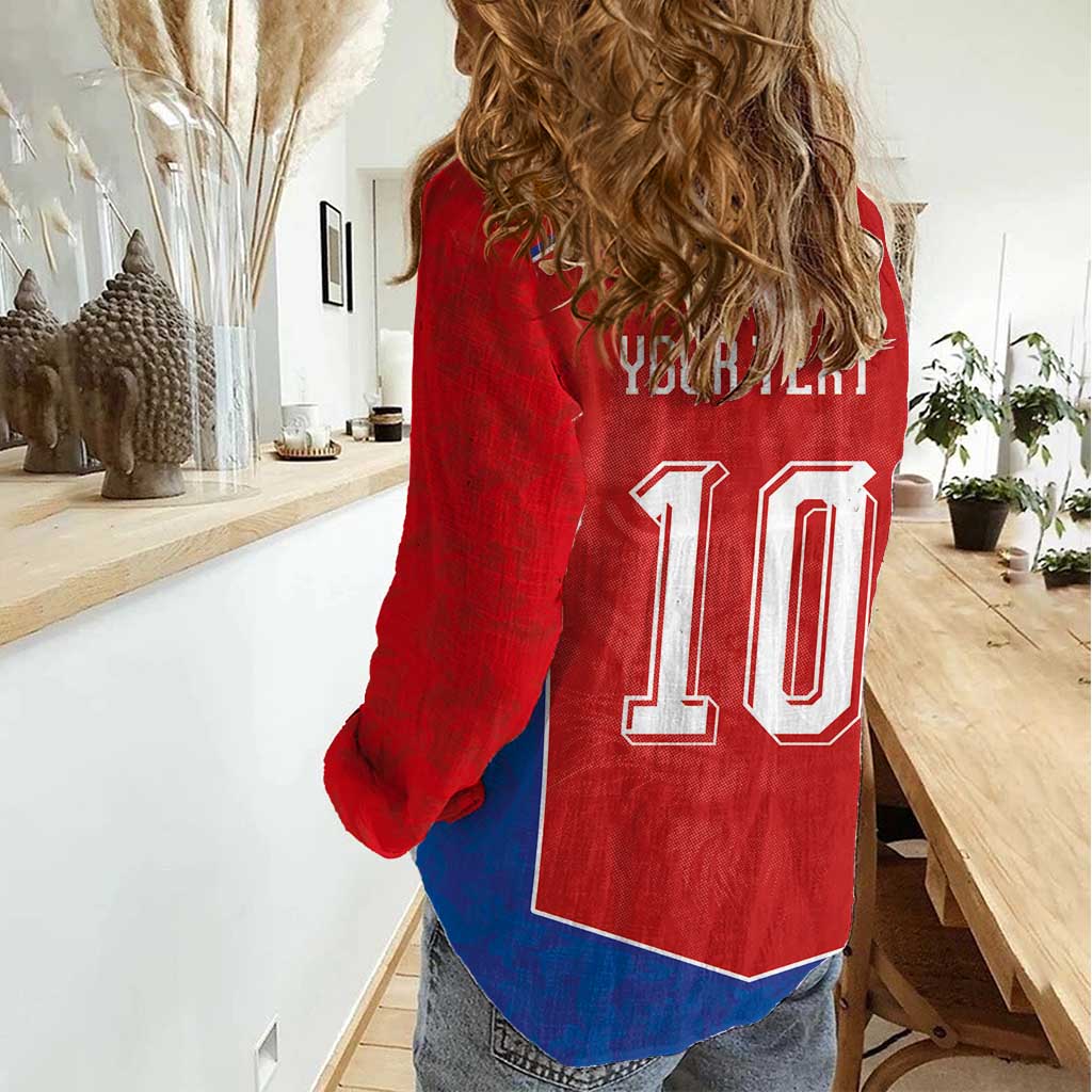 Custom Czechia National Football Women Casual Shirt Halftone Lion Graphic T90 Style