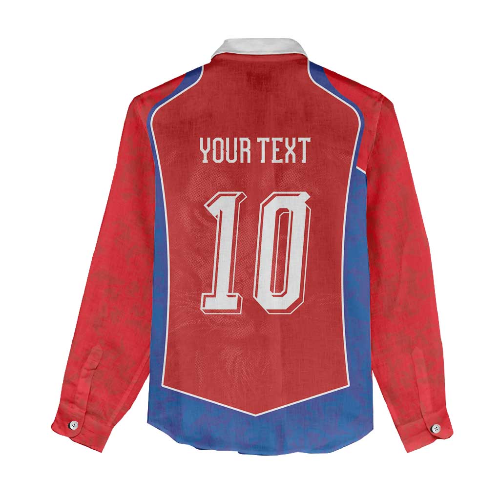 Custom Czechia National Football Women Casual Shirt Halftone Lion Graphic T90 Style
