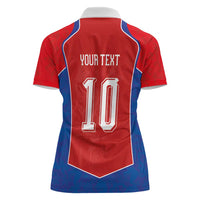 Custom Czechia National Football Women Polo Shirt Halftone Lion Graphic T90 Style
