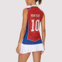 Custom Czechia National Football Women Sleeveless Polo Shirt Halftone Lion Graphic T90 Style